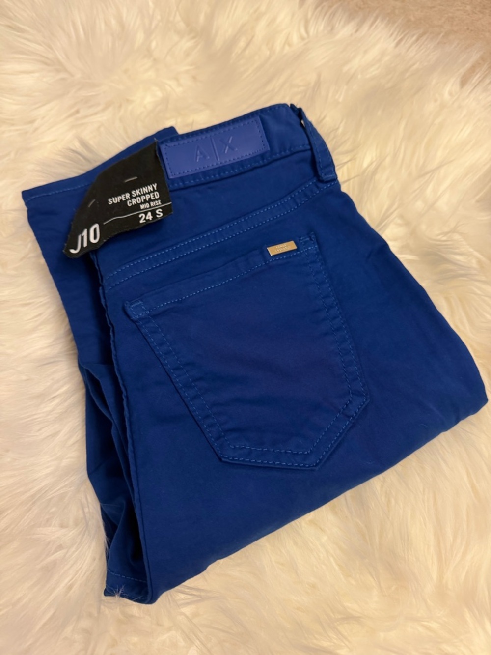 A|X Armani Exchange Super Skinny Cropped Jeans in Bright Blue